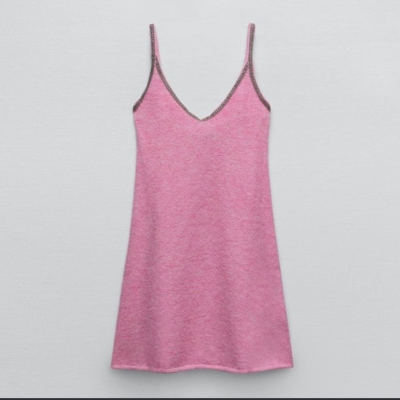 NWT ZARA Bubblegum Pink Blogger Favorite Wool Alpaca Beaded Mini Dress Small - Picture 4 of 11